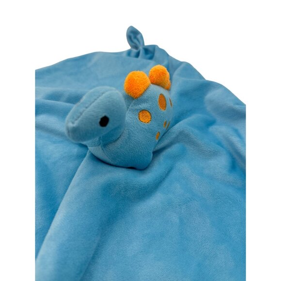 Pro Goleem Dinosaur Lovey No Tag Security Blanket Knotted Ends Blue Orange Satin - Picture 2 of 7